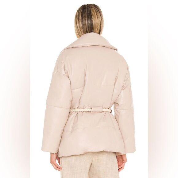 NWT A.L.C. Liam Faux Leather Rope Belt Puffer Coat Jacket in Fog $695 size M - Picture 4 of 16
